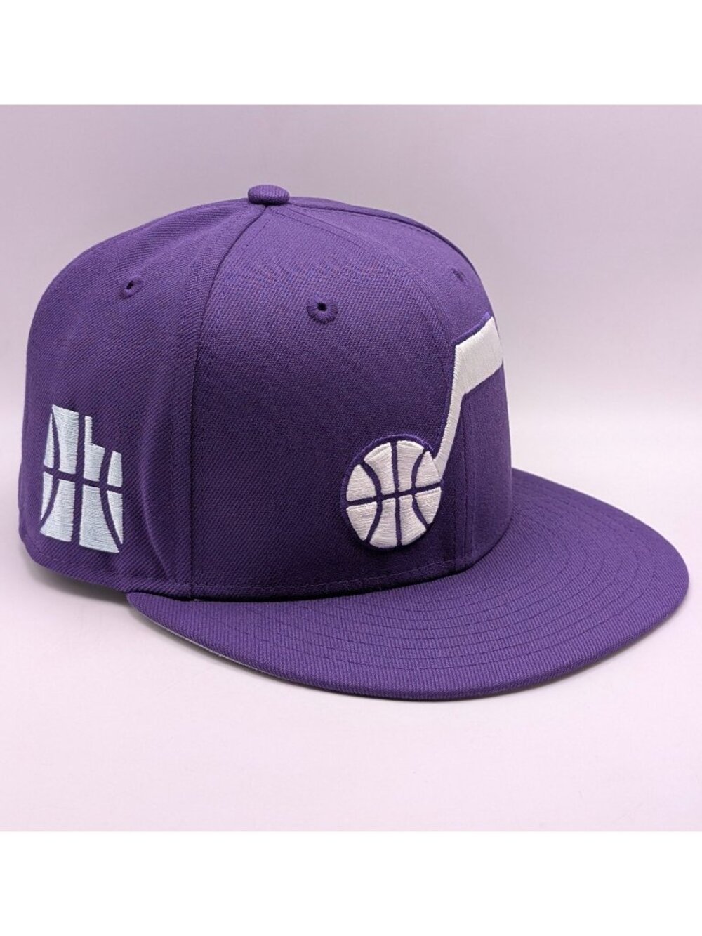 Utah Jazz New Era 59FIFTY Fitted Hat Size 7 1/8 NBA Basketball Purple White Cap